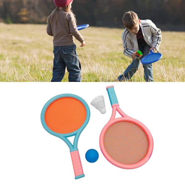 Badmintonracketset för barn 2 Racketar 2 Bollar Halksäker Hållbar Elastisk Portabel Blå Rosa