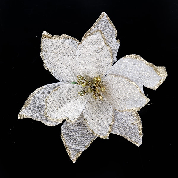 13cm Gullkantet Jule Stoffblomst Dekorasjon