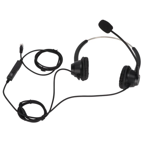 Justerbart Binauralt Telefonheadset Volymkontroll Mikrofon Avstängning