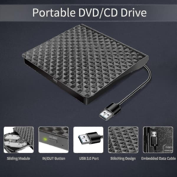 [DT]Eksternt Dvd-drev, Usb 3.0 Cd/dvd +/dvd-afspiller Bærbar, Disk Cd Rom-brænder Egnet Til Bærbar Desktop Pc
