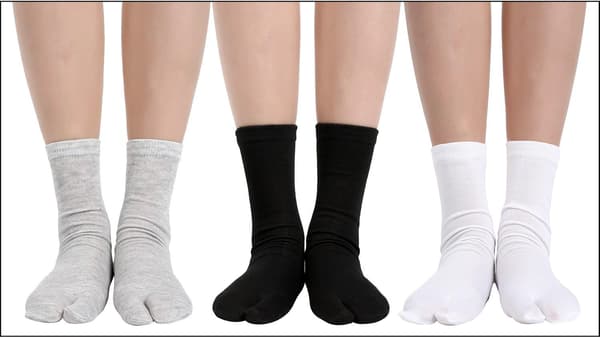 Par Unisex Tabi Flip Flop Sokker Geta Sokker Bomull Split Tå Tabi Sokker Elastisk for Kvinner og Menn, Flerfarget