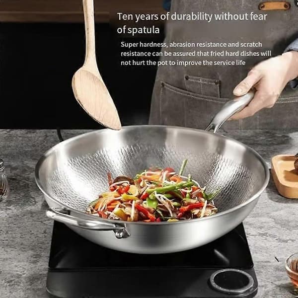 [DT]Titanium Hammered Pan Pro med lokk, non-stick jevn oppvarming (30 cm)