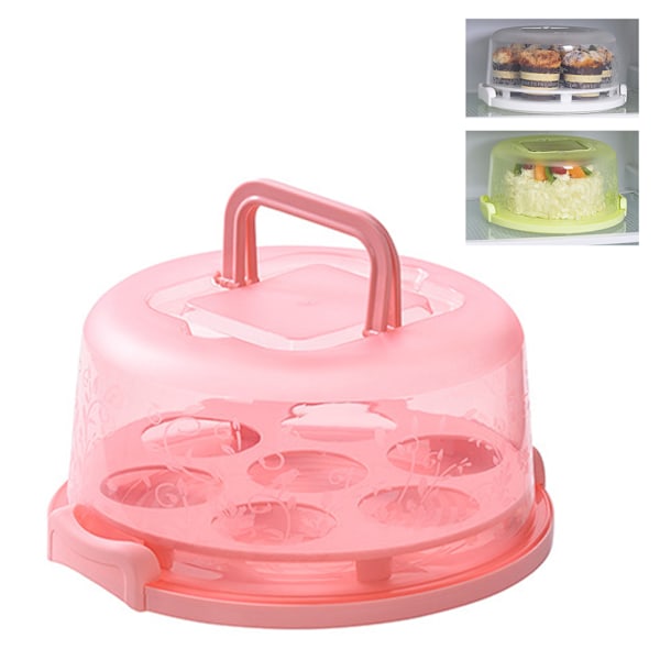 Kakebærerdeksel Kakefat med lokk Dessert Serveringsfat med håndtak Cupcake Holder Pies Display med base