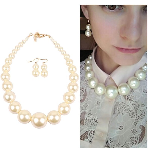 Pearl eleganta smycken set lyx bröllop brud halsband örhänge