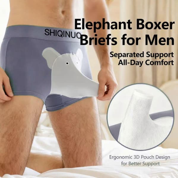 Herrtrosor Kalsonger Boxer Briefs Andningsbara Elefantnäsa Meshpåse Underkläder Grålila grayish purple L