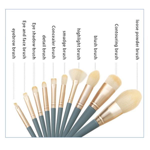 10-pack mjuk fluffig sminkborsteset Set 10Pcs no bag