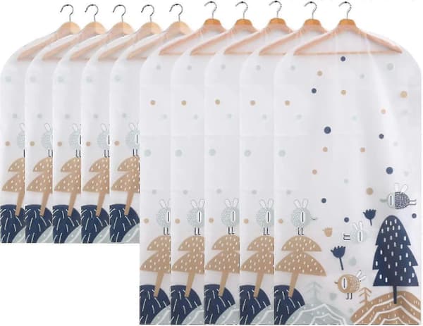 Plaggskyddspåse, Andningsbara Plaggpåsar, 10-pack Kostymskydd, Vikbara Tvättbara Plaggpåsar för Kostym, Kappa, Kläder, Klänningar