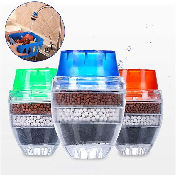 Mini rund kran med aktivt kol Vattenfilter Kökskran 2 pcs grön