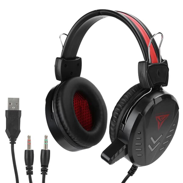 A1 Gaming Headset 3.5mm USB Kablet Over Ear Hodetelefon LED Lys Mikrofon
