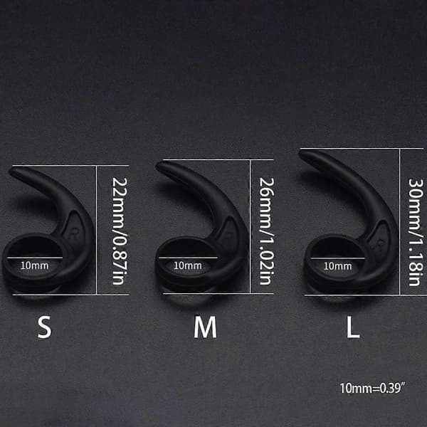【DENGTU】10mm Silikone Erstatnings Ørekroge Fleksibel Øreprop Klips Erstatning Sort Black M