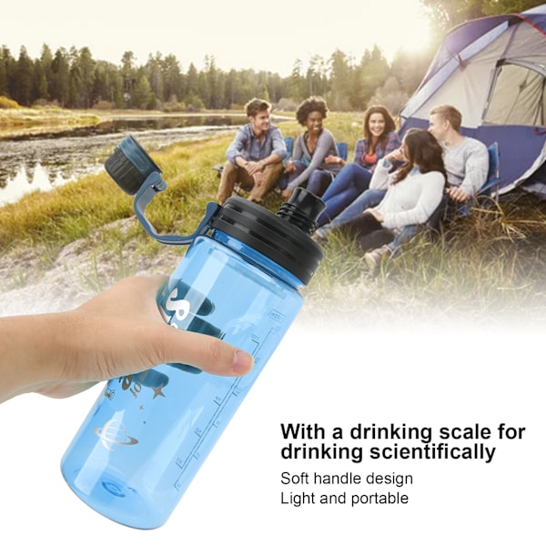 1500ml Matboks-PC Sports Drikkeflaske med Måleskala for Gym, Sykling og Løping - Blå