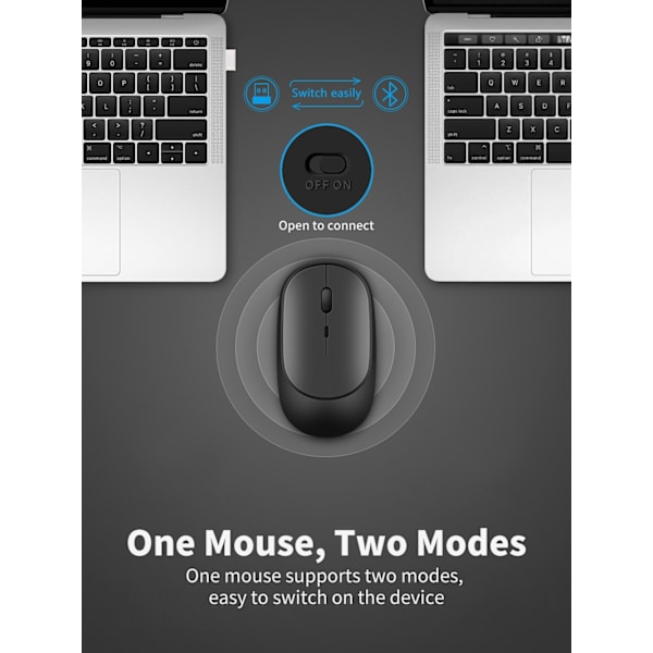 Bärbar uppladdningsbar trådlös tyst Bluetooth mus black