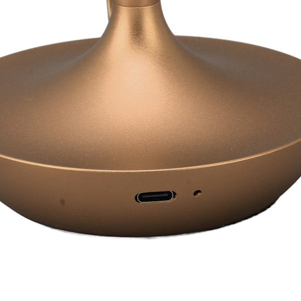 Innovativ trådløs LED bordlampe formet som et lys med 3 dimbare lysstyrkenivåer i gull