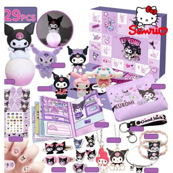 1 sarja Sanrio Advent-kalenteria, piirretty Kurome Melody -leima, smaragdinvihreä haamu-koira, juhlalahja, syntymäpäivälahja