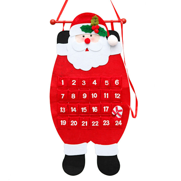 Julemandens Adventskalender 2024, 3D Hængende Filt Adventskalender, Genanvendelig Jule Nedtællingskalender, Velegnet til Dekoration af Gaver Santa Claus