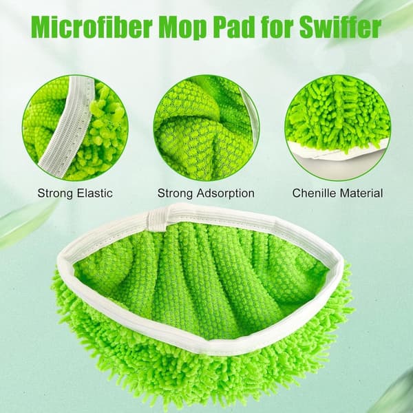 [DT]Påfyllingsmoppputer egnet for Swiffer Sweeper, pakke med 10, mopper, våt og tørr for hjemmerengjøring, vaskbare mikrofibermoppputer, 25 x 11,5 cm