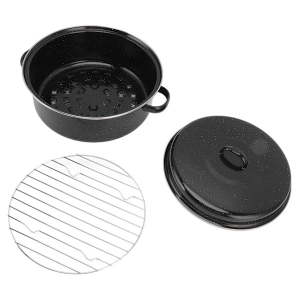 Husholdnings stegepande med sort plettet finish, non-stick grillgryde med låg, ideel til stegte søde kartofler og kastanjer, 28 cm jernlåg