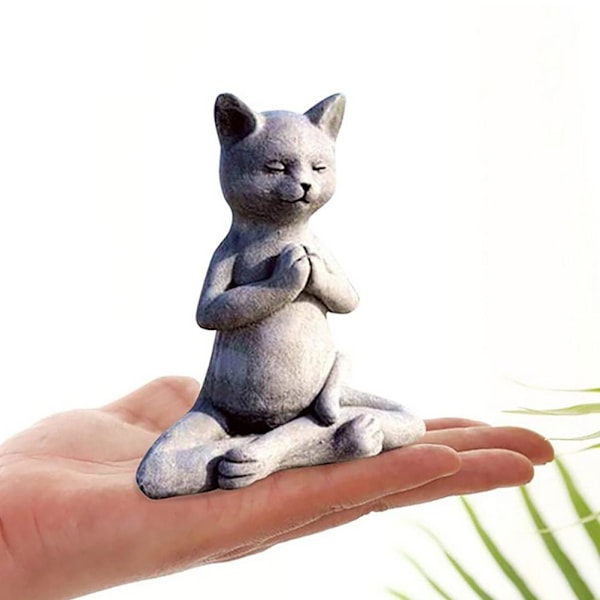 Elegant Bedende Katt Skulptur: Ideell Dekorasjon for Hjem og Hage