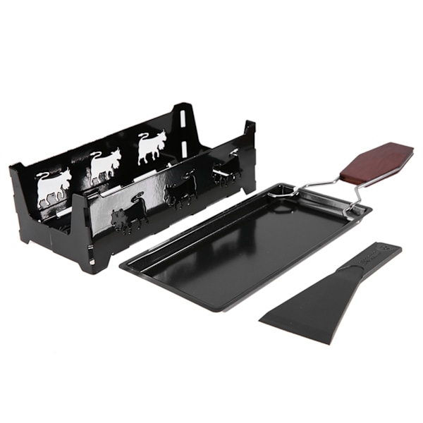 Bærbar Non-Stick Raclette Grillpanne med Trehåndtak for Enkel Matlaging og Servering