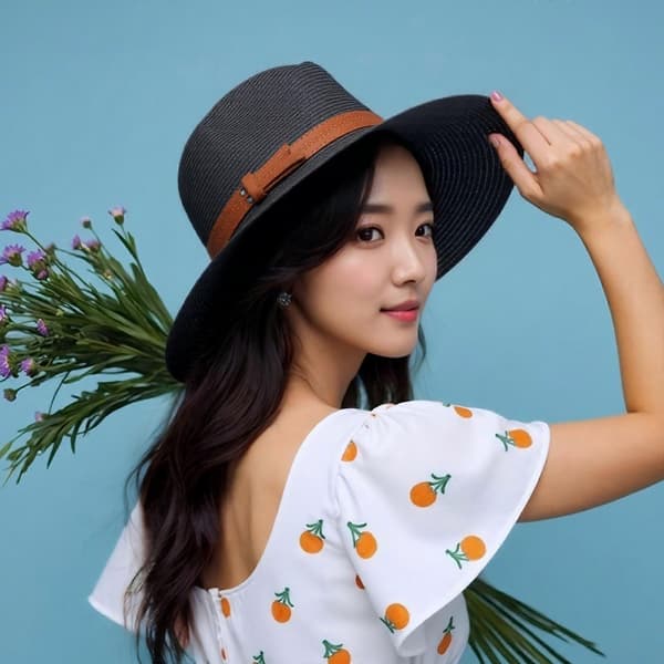 Strand Panama Hat Håndlavet Oversized Stråhat Elegant Solhat Overraskelsesgave til Kæreste til Ferier Fransk Stil Khaki Khaki