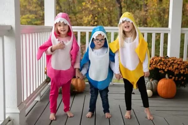 Hajkostume til børn Halloween Cosplay Kostume - blå blue 100cm