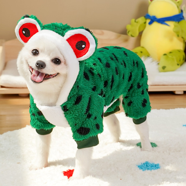 Roliga tecknade djurkläder för små och medelstora hundar, hundkläder, kattkläder, höst- och vinterkläder i bomull för fyrbenta vänner Frog 2XL