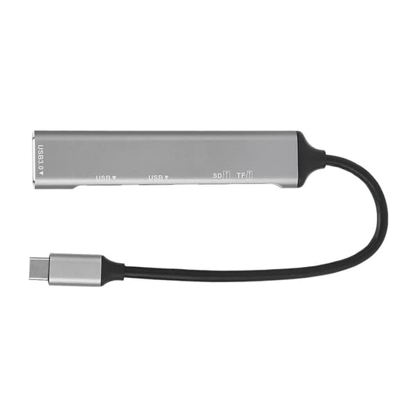 5 i 1 USB C Hub Metall Plug and Play Type C Dokkingstasjon Adapter for Windows Linux Svart