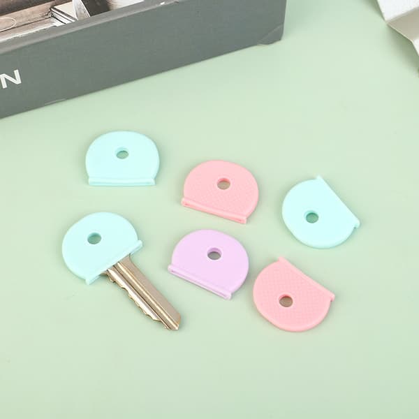 【DENGTU】10 stk. blandede farver PVC nøglehætter Topper elastisk etui til DIY-nøgle