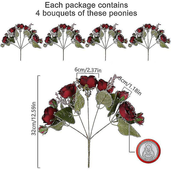 Konstgjord pionblomma bukett för heminredning