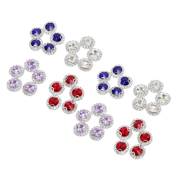 40 stk sy-på rhinestones i 4 farger, høy hardhet DIY klo rhinestones pynt til smykker, vesker og sko