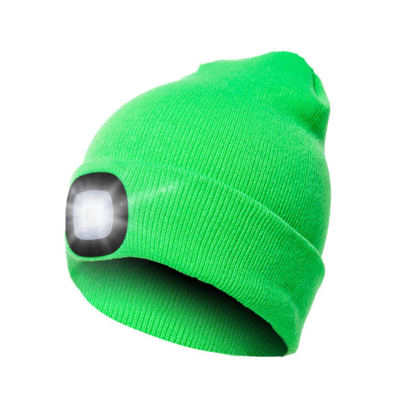 Led Beanie Cap USB Uppladdningsbar Green