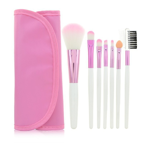 【DENGTU】7 stk makeupbørster, professionelt makeupsæt med etui Sort
