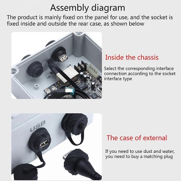 USB 2.0 3.0 hunnkontaktplugg panelmonteringsadapter 2/2,54 mm nåleavstand koble til lodding direkte vanntett USB2.0 USB2.0