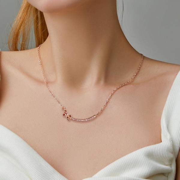 Dam halsband kedja hänge sterling silver diamant hjärtformad