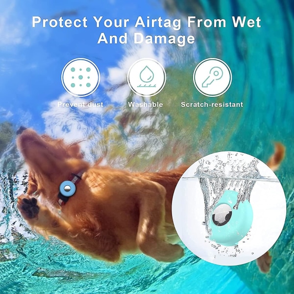 AirTag halsbandshållare [2-pack] Silikon Vattentätt skydd