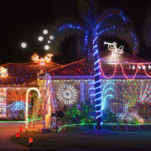 12 meter Solcelledrevet LED Lysslange med 100 Fargeskiftende LED, 8 Moduser, Vanntett Lyslist