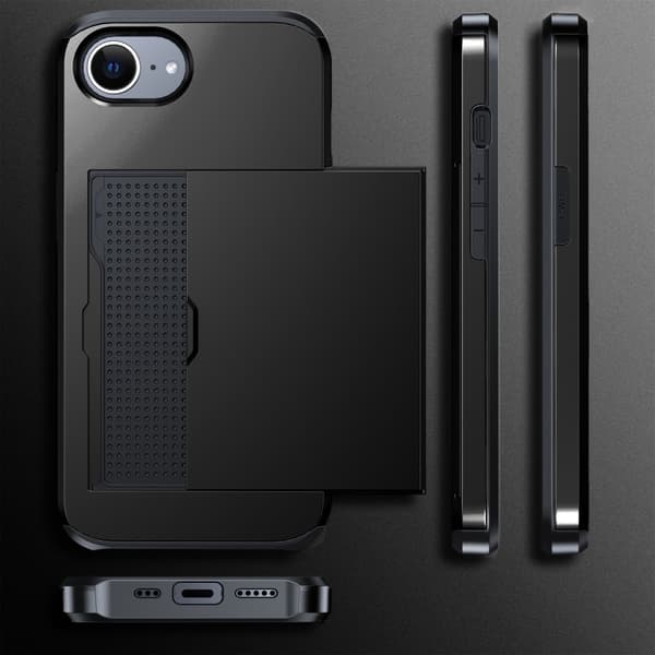 SKALO Armor Kortholder Cover til iPhone 17e - Sort Svart black