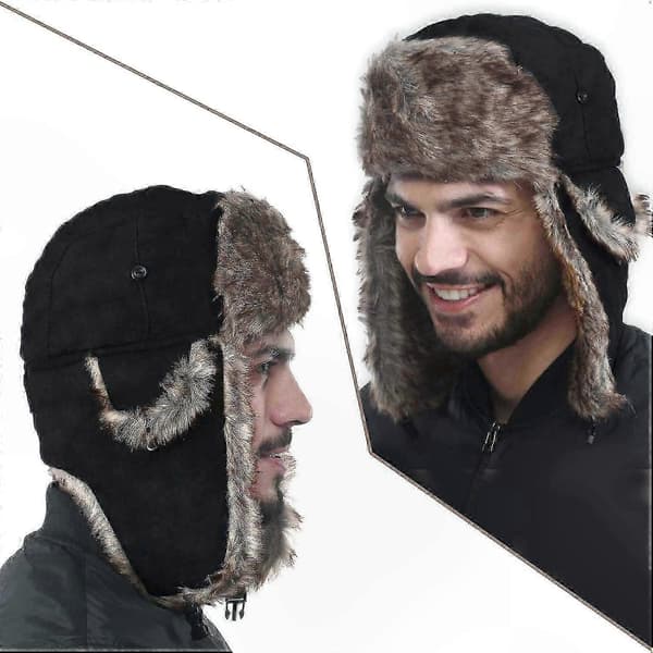 Vinterhue Ushanka med øreklapper Varm kunstpels Trooper-stil skihue til mænd og kvinder