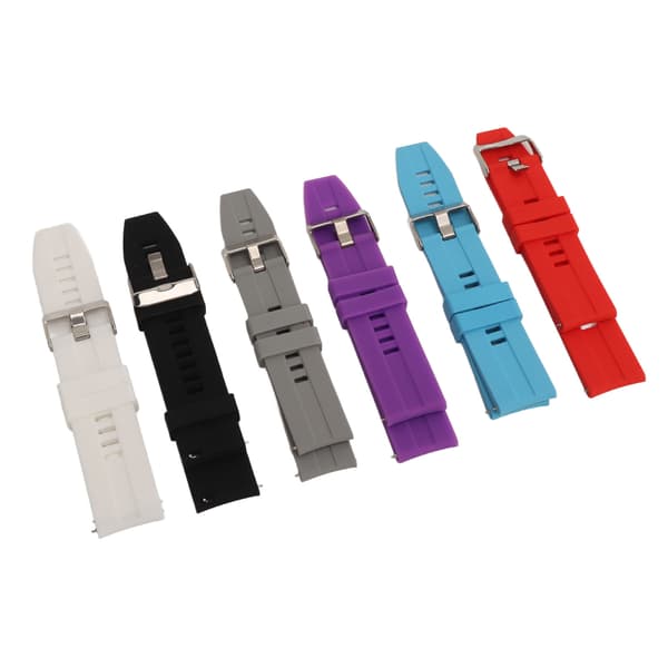 6 STK Smart Watch Rem 22mm Silikone Quick Release Erstatningsrem til GT2 GT3 Sort Hvid Grå Rød Lilla Blå