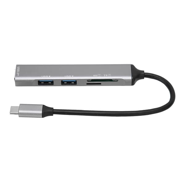 5 i 1 USB C Hub Metall Plug and Play Typ C Dockningsstation Adapter för Windows Linux Svart