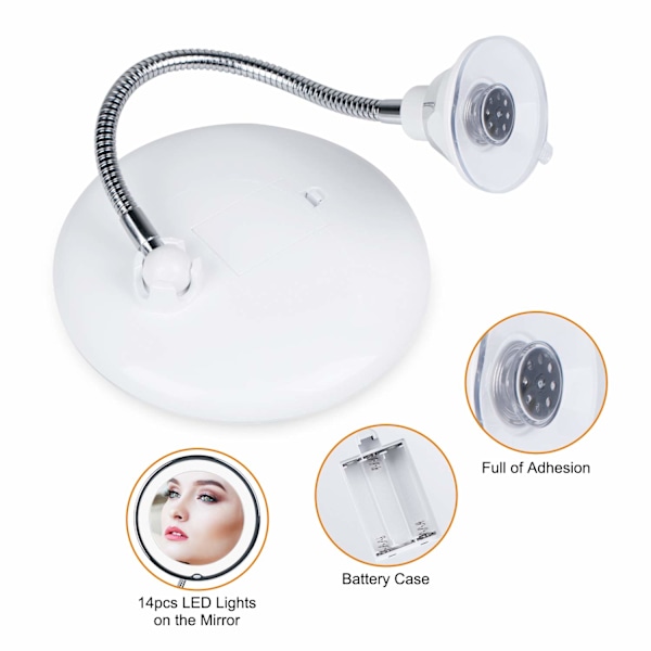 Svanhals LED Lighted 10X Makeup Mirror Vit med flisa White with sliver