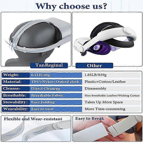 Justerbart ersättningshuvudband för Meta Quest 2-headset (tangentkapslar ingår ej)