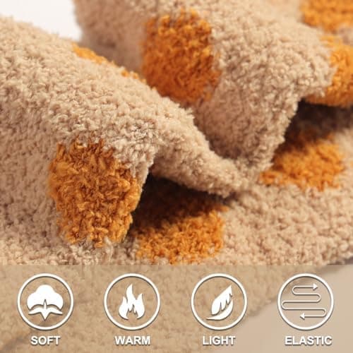 ILovDaisy Bløde Sengestrømper til Kvinder og Piger 5/6 Par, Varme Fleece Halloween Strømper til Damer, Hyggelige Fluffy Strømper til Valentinsdag