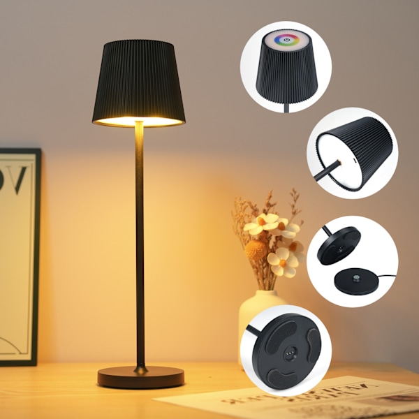 Justerbar RGB Skrivebordslampe med Metalltekstur og 4000mAh Batteri: Nøytralt, Hvitt og Varmt Lys