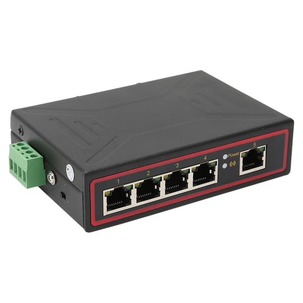 Industriell kvalitet 5-portars Ethernet-switch redundant ström DIN-skenmontering