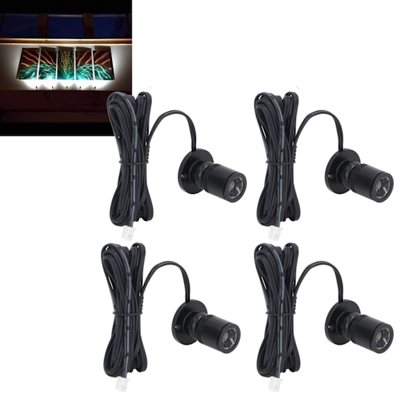 4-Pak Dimbar 5V LED Mini Spotlights for Smykkeutstillinger og Inngangspartier i Svart og Hvitt