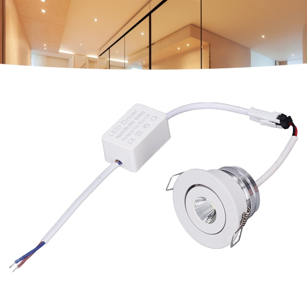 Justerbar Mini LED Infälld Taklampa, Vit Aluminium, 85-265V, 4000K Vanligt Ljus
