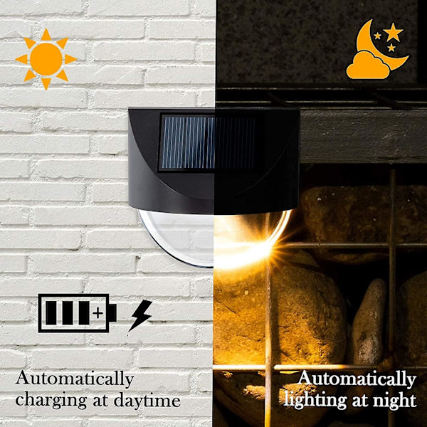 Solar staket ljus, 6-pack vattentät LED utomhus väggbelysning