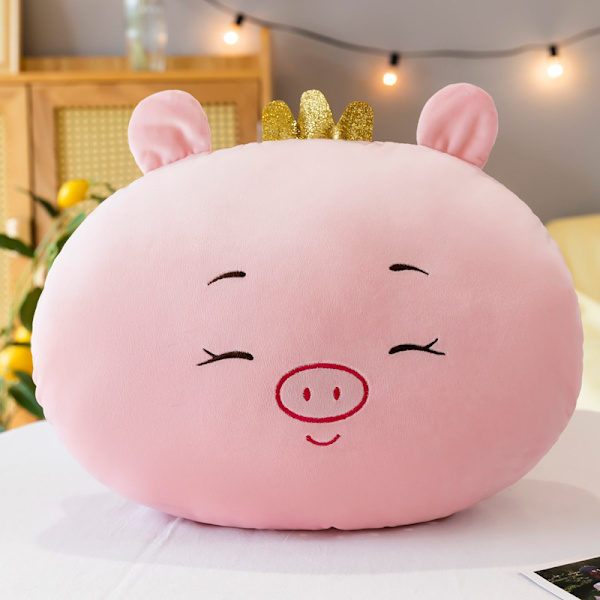 Plysch tecknad handvärmare täckkudde student tupplur kudde pink pig 32cm luminous + singing