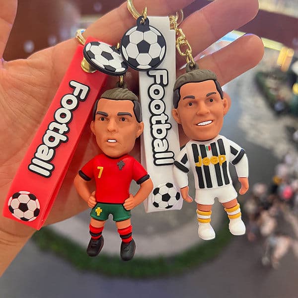 [DT]Fodbold Ronaldo Spillerfigur Fodboldstjerne Nøglering Taske Vedhæng AA A